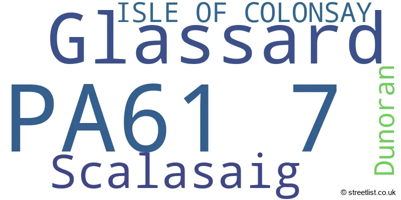 A word cloud for the PA61 7 postcode